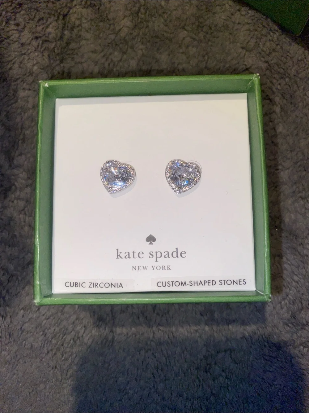 kate spade Silver Heart Cubic Zirconia Halo Stud Earrings